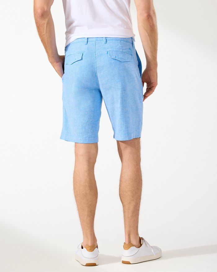 Beach Coast Linen-Blend Flat-Front 10-Inch Shorts