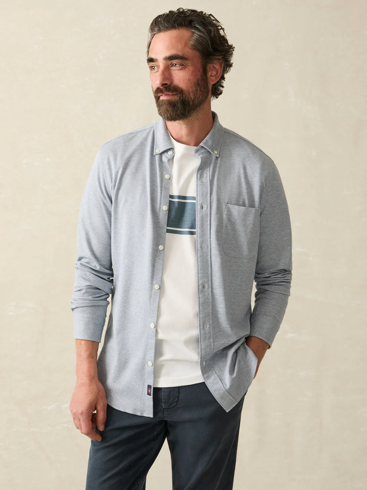 Coastline Knit Shirt- Oceanside Blue