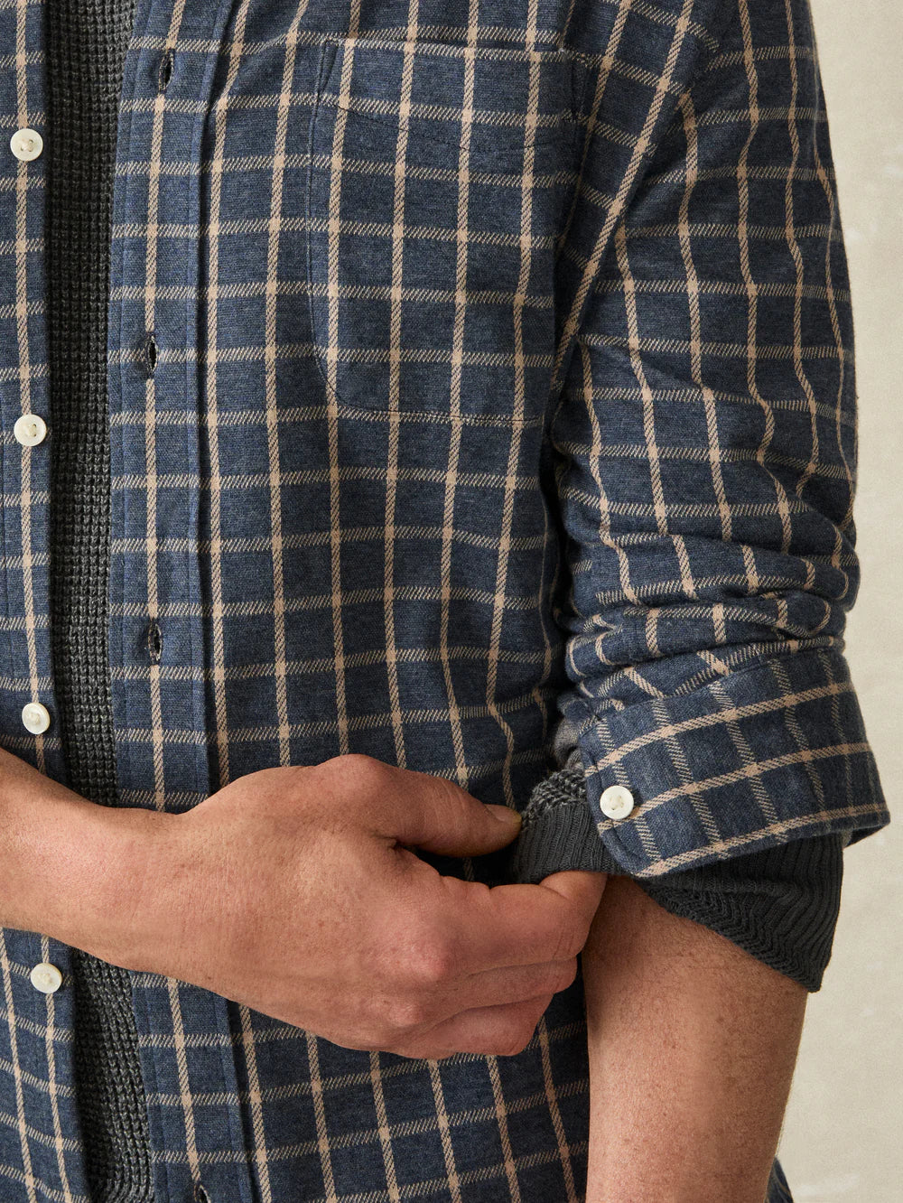 Coastline Knit Shirt- Twilight Check