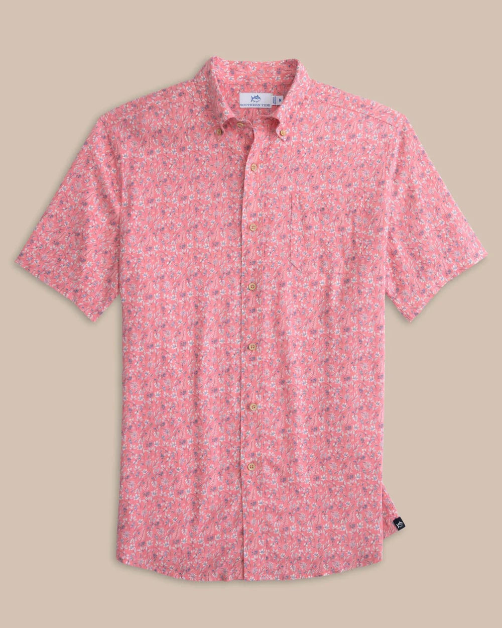 Linen Rayon Ditzy Floral Short Sleeve Sport Shirt