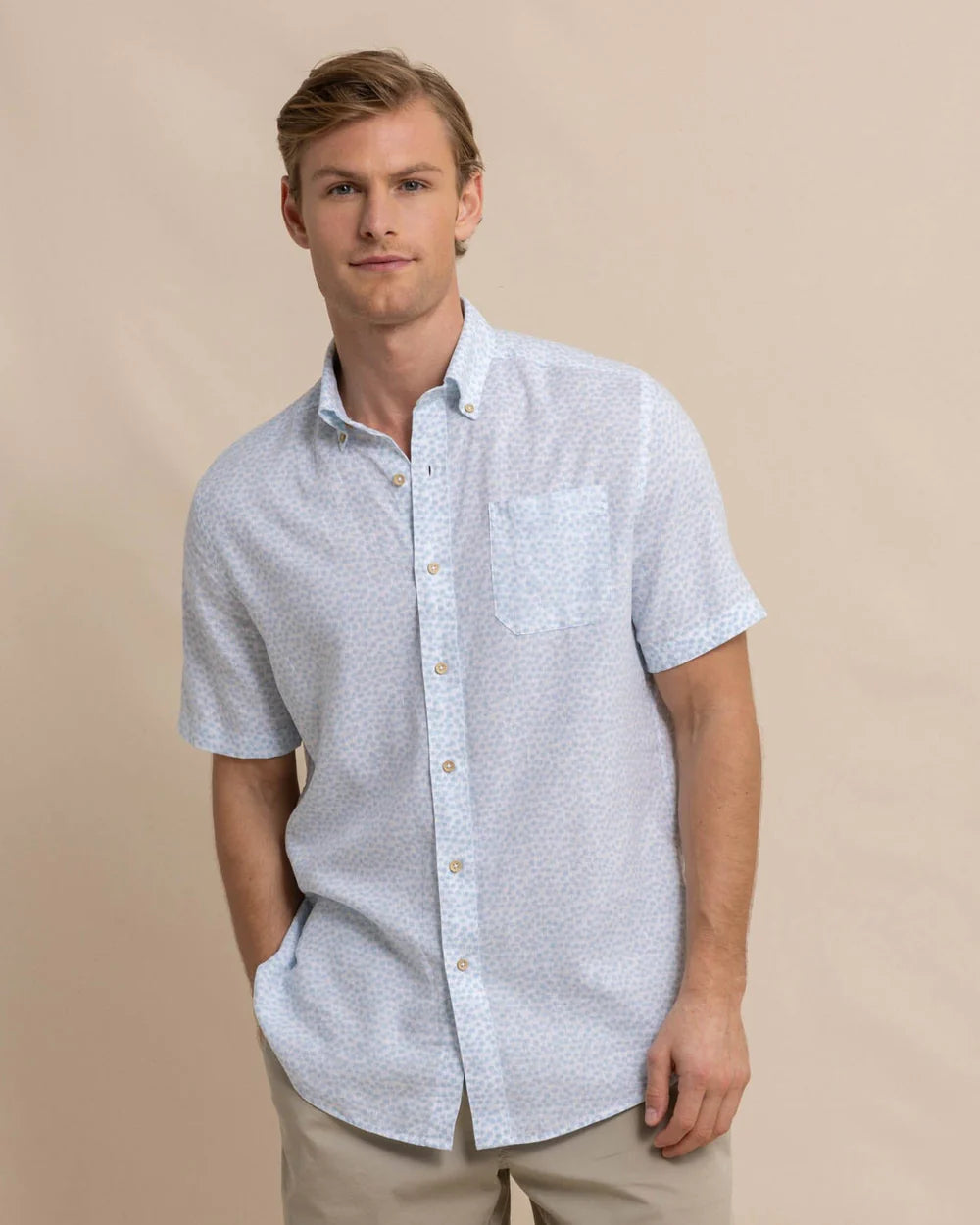 Linen Rayon Palm and Breezy Short Sleeve Sport Shirt